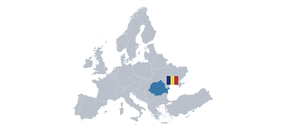 Karte Rumänien in Europa