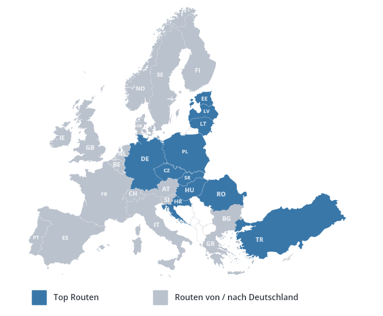 Karte LKW-Verkehre Europa