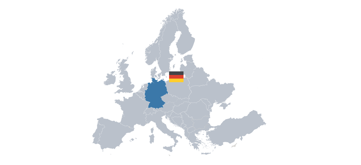 Map of Germany in Europe